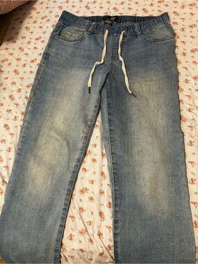 Light Wash Denim Drawstring Joggers